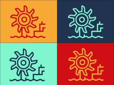 Hidroelektrik Türbini İstasyonu Logo Şablonu, Basit Düz Jeneratör Simgesi, Güç, Enerji Jeneratörü, Güç, Enerji