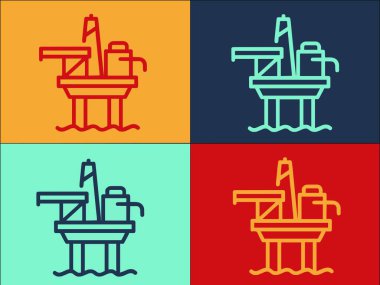 Hidrodeniz sondaj kulesi logo şablonu, Petrol, gaz, deniz yağı, gaz, deniz