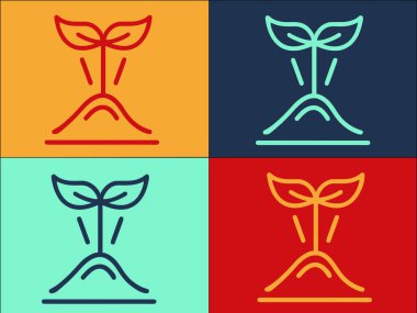 Fikir Bitkisi Yetiştirme Şablonu, Bitkinin Basit Düz Simgesi, Büyüme, Yaprak Bitkisi, Büyüme, Yaprak Şablonu