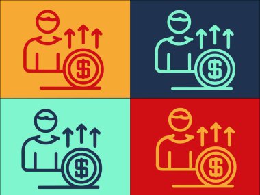 Para Logosu Şablonunu Arttır, Basit Düz İş Simgesi, Para, Büyüme İş, Para, Büyüme