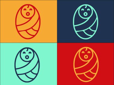 Bebek Logosu Şablonu, Bebek için Basit Düz Simge, Bebek, küçük bebek, küçük bebek, küçük