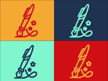 Mürekkep Kalemi Logo Şablonu, Kalemin Basit Düz Simgesi, illüstrasyon, vektör kalem, illüstrasyon, vektör