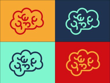 Beyin Logosu Şablonu, Beynin Basit Düz Simgesi, Zeka, Zeka Beyni, Zeka, Zeka, Zeka