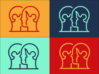 Etkileşim Tartışması Logo Şablonu, Grubun Basit Düz Simgesi, İş dünyası, Takım Grubu, İş dünyası, Takım