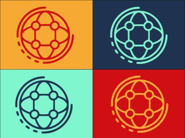 Etkileşim Küresel Ağ Logosu Şablonu, Ağ Basit Düz Simgesi, konsept, küresel ağ, konsept, küresel