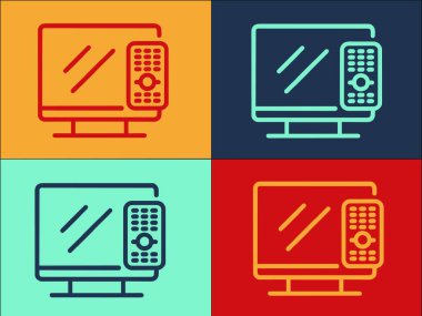 Etkileşimli TV Ev Logosu Şablonu, TV 'nin Basit Düz Simgesi, ev, akıllı TV, ev, akıllı