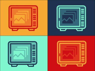 Etkileşimli Tv Resimleri Logo Şablonu, TV 'nin Basit Düz Simgesi, medya, akıllı TV, medya, akıllı