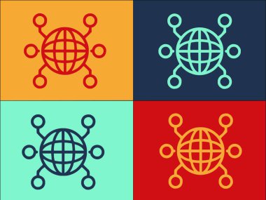 Uluslararası Uzaktan Erişim Logo Şablonu, Uluslararası Basit Düz Simgesi, İnternet, Uluslararası Erişim, İnternet, Erişim