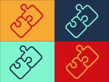 Yapboz Logo Şablonu, Yapbozun Basit Düz Simgesi, Yapboz, Çözüm yap-bozu, Yap-boz, Çözüm