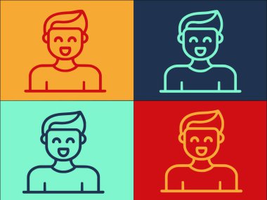 Gülen Logo Şablonu, Mutluluğun Basit Düz Simgesi, Gülümse, Eğlen, Gülümse, Eğlen