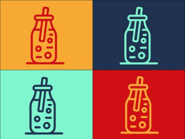 Meyve suyu şişesi logo şablonu, şişenin basit düz ikonu, meyve suyu, içecek, meyve suyu, içecek