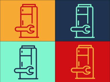 Anahtar Onarım Dolabı Logo Şablonu, Basit Düz Buzdolabı Simgesi, simge, anahtar buzdolabı, simge, anahtar simgesi