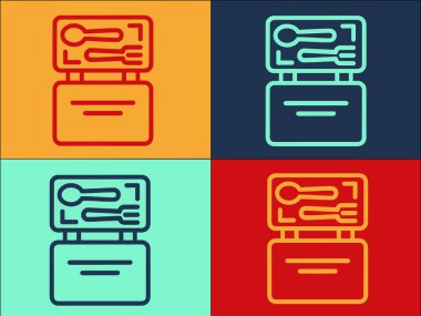 Çocuk Gıda Kutusu Logo Şablonu, Basit Düz Yemek Simgesi, Öğle yemeği, Okul yemeği, Öğle yemeği, Okul