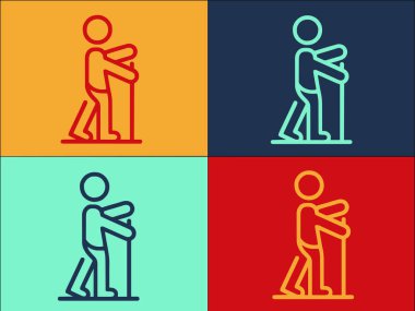 Çocuk İskandinav Yürüyen Logo Şablonu, İskandinavya 'nın Basit Düz Simgesi, Yürüyüş, Boş Zaman İskandinav, Yürüyüş, Boş Zaman