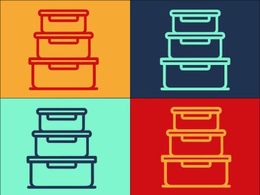 Mutfak Kutuları Logo Şablonu, Mutfağın Basit Düz Simgesi, Konteynır, Yemek Mutfağı, Konteynır, Yemek Şablonu