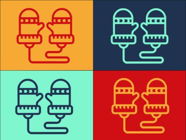 Örgü Çocuk Eldivenleri Logo Şablonu, Kışın Basit Düz Simgesi, İzole edilmiş, Kış Giysileri, İzole edilmiş, Giysiler