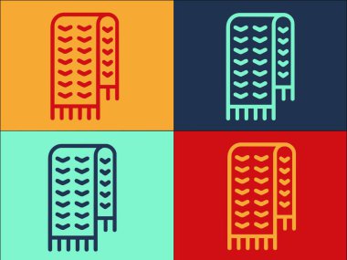 Örgü Fular Logo Şablonu, Basit Düz Atkı Simgesi, Kış, Sıcak Atkı, Kış, Sıcak