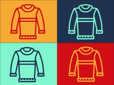 Örgü Süveter Logosu Şablonu, Basit Düz Süveter Simgesi, Yün, Moda Kazağı, Yün, Moda