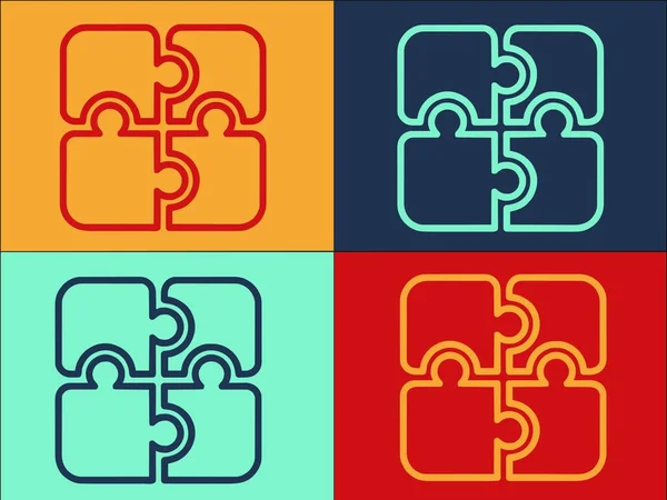 Jigsaw Pieces Logo Template Ícone Liso Simples Quebra Cabeça Quebra — Vetor de Stock