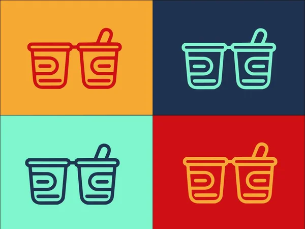 Modèle Logo Yaourt Pour Enfants Simple Icône Plate Nourriture Yaourt — Image vectorielle