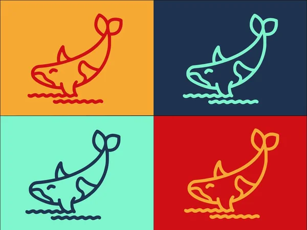 Killer Whale Logo Template Eenvoudige Platte Icoon Van Water Zoogdier — Stockvector
