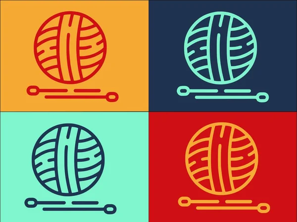 Modèle Logo Boule Laine Tricotée Icône Plate Simple Laine Laine — Image vectorielle