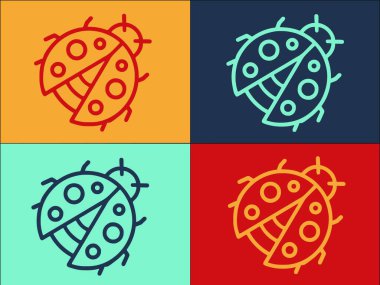 Uğur Kuşu Tapılası Logo Şablonu, Uğur Kuşu 'nun Basit Düz Simgesi, Şirin, Böcek Uğur Kuşu, Şirin, Böcek