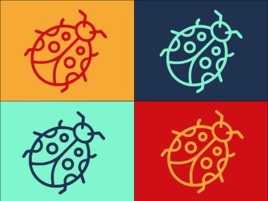 Uğur kuşu Bebek Logo Şablonu, Uğur Kuşu 'nun Basit Düz Simgesi, vektör, sevimli uğur kuşu, vektör, şirin