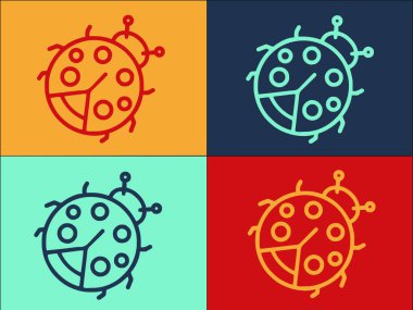 Uğur böceği logo şablonu, uğur böceğinin basit düz simgesi, kırmızı, doğa uğur böceği, kırmızı, doğa