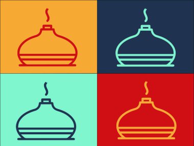 Lamba Yayıcı Logo Şablonu, Lambanın Basit Düz Simgesi, Yayıcı, Aroma Lambası, Aroma Aroması