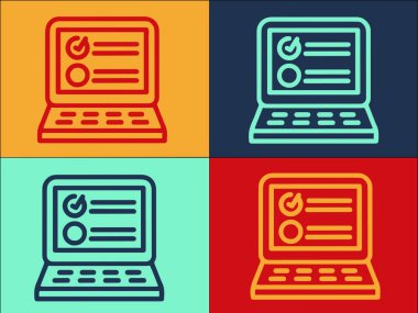 Laptop Sınav Logo Şablonu, Basit Düz Eğitim Simgesi, Çalışma, Sınav