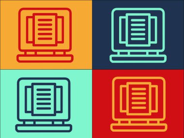 Laptop Fikir Dosyaları Logo Şablonu, Laptopun Basit Düz Simgesi, Teknoloji, İş