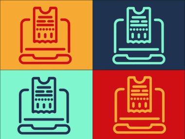 Laptop Çevrimiçi Fatura Logosu Şablonu, Laptop 'un Basit Düz Simgesi, İnternet, Çevrimiçi