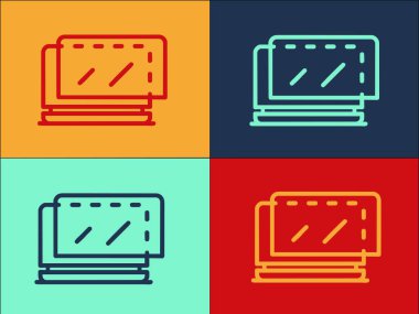 Laptop Koruyucu Cam Logo Şablonu, Laptop 'un Basit Düz Simgesi, Koruma, İş