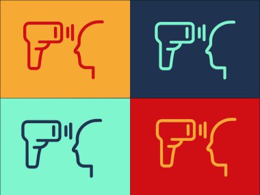 Lazer termometre silah simgesi renk arkaplanında izole edildi 