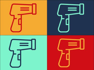 Lazer Termometre Virüs Logo Şablonu, Termometrenin Basit Düz Simgesi, Virüs, Sağlık