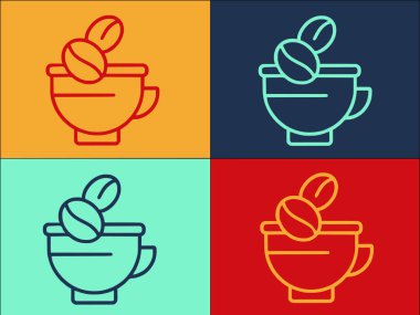 Geç saatte kahve fincanı logo şablonu, kafenin basit düz simgesi, iş, fincan