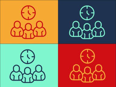 Geç Çalışma Grubu Logo Şablonu, Ofis, İş, Grup Basit Düz Simgesi