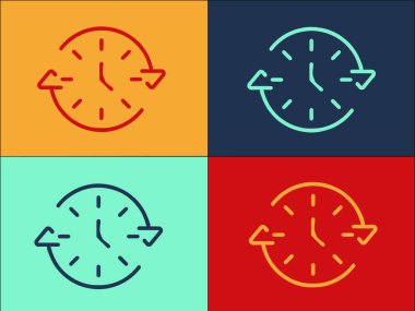 Geç Çalışma Zamanlama Logosu Şablonu, Basit Düz Zaman Simgesi, Geç Kalan Çalışma