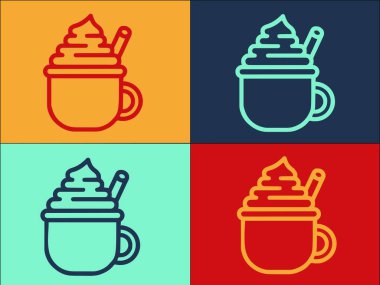 Latte Cinnamon Logo Şablonu, Basit Düz İçecek Simgesi, Latte, Tarçın