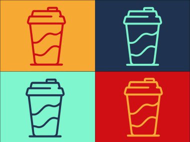 Latte Cup Logo Şablonu, Espresso 'nun Basit Düz Simgesi, İç, Latte