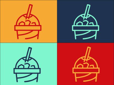 Latte Ice Cup Logo Şablonu, Basit Düz İçecek Simgesi, Latte, Kahverengi