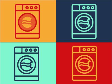 Çamaşır Makinesi Logo Şablonu, Çamaşırhanenin Basit Düz Simgesi, Makine, Temiz