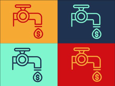 Çamaşır Para Musluğu Logo Şablonu, Çamaşırhanenin Basit Düz Simgesi, Para, Musluk