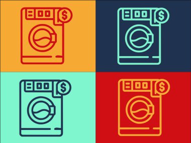 Para Yıkama Makinesi Logo Şablonu, Çamaşırhanenin Basit Düz Simgesi, Çamaşır, Çamaşır, Makine