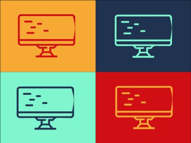 Lcd Monitör Logo Şablonu, İzole, Ekran, Teknoloji Basit Düz Simgesi