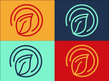 Yaprak Çemberi Logo Şablonu, Yaprak, Vektör, Çember Basit Düz Simgesi