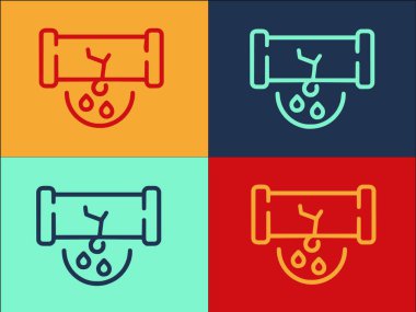 Sızdıran Boru Logosu Şablonu, Basit Düz Boru Simgesi, Su, Sızıntı