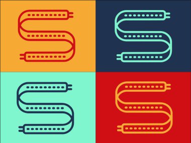 Led Strip Dekorasyon Şablonu, Dekorasyonun Basit Düz Simgesi, Parlak, Parlak