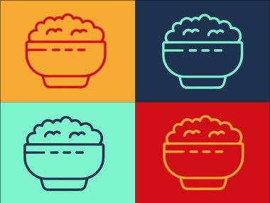 Mercimek Kasesi Logo Şablonu, Bowl 'un Basit Düz Simgesi, Yemek, Vejetaryen